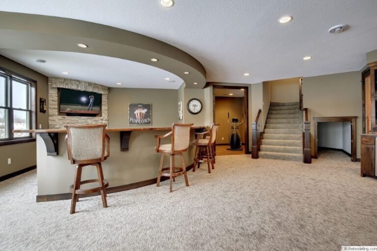 Stylish basement carpet in modern living space