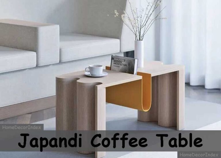 Modern Japandi coffee table in a minimalist living room